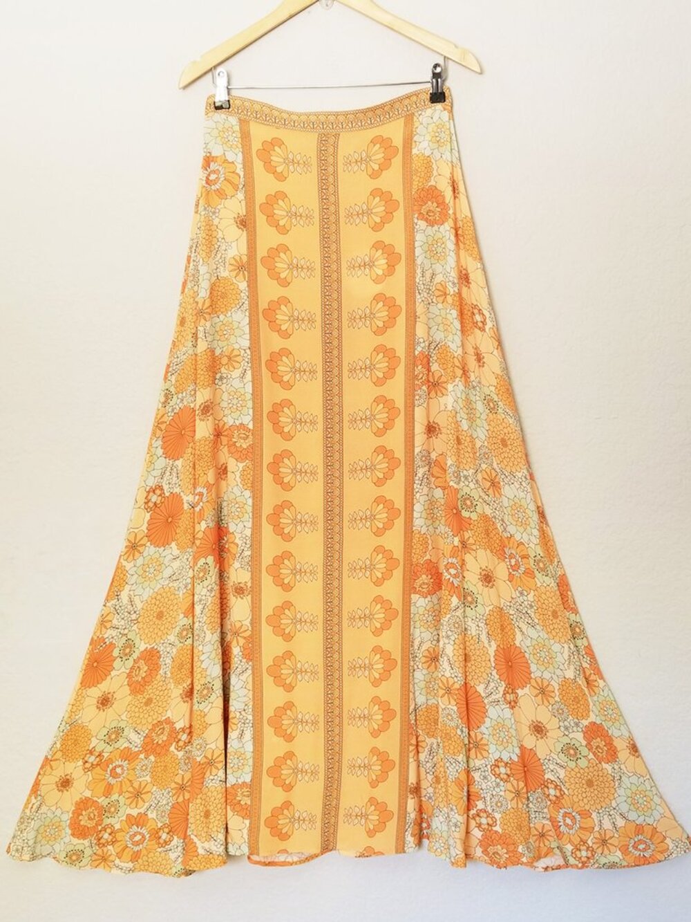NEW Nine Lives Bazaar Penni Maxi Skirt in Oasis Yellow 10 $169 Retro 70s Vintage - Picture 3 of 15